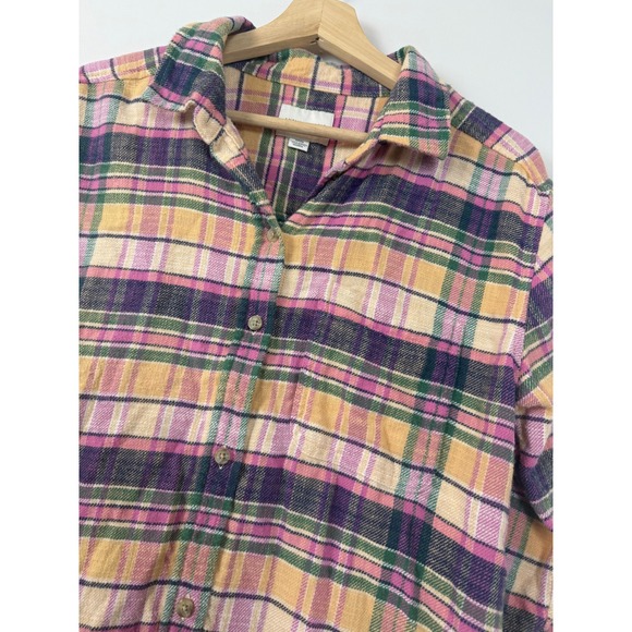 American Eagle Plaid Flannel Boyfriend Shirt Long Sleeve Button Up Women Large - Picture 4 of 11